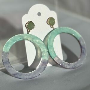 Elegant Teal and Purple Hoop Earrings